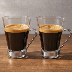 Bormioli Rocco Espresso Glass Cups with Chrome Handles – Italian Design